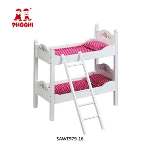 American doll furnitureDouble children role play toy kids 18 inch doll wooden bunk bed with bedding American girl furniture