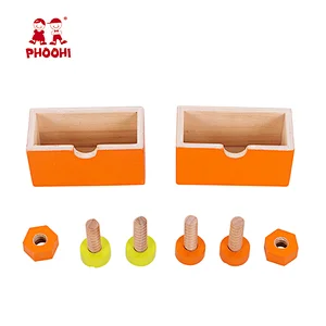Foldable portable pretend children simulation toolbox wooden kids tool set toy