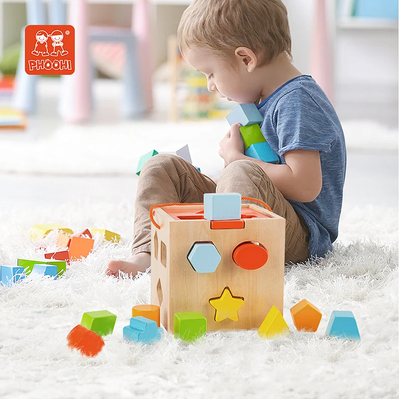 New Children Classic Portable Wooden Montessori Material Educational Toy Shape Sorter For Kids