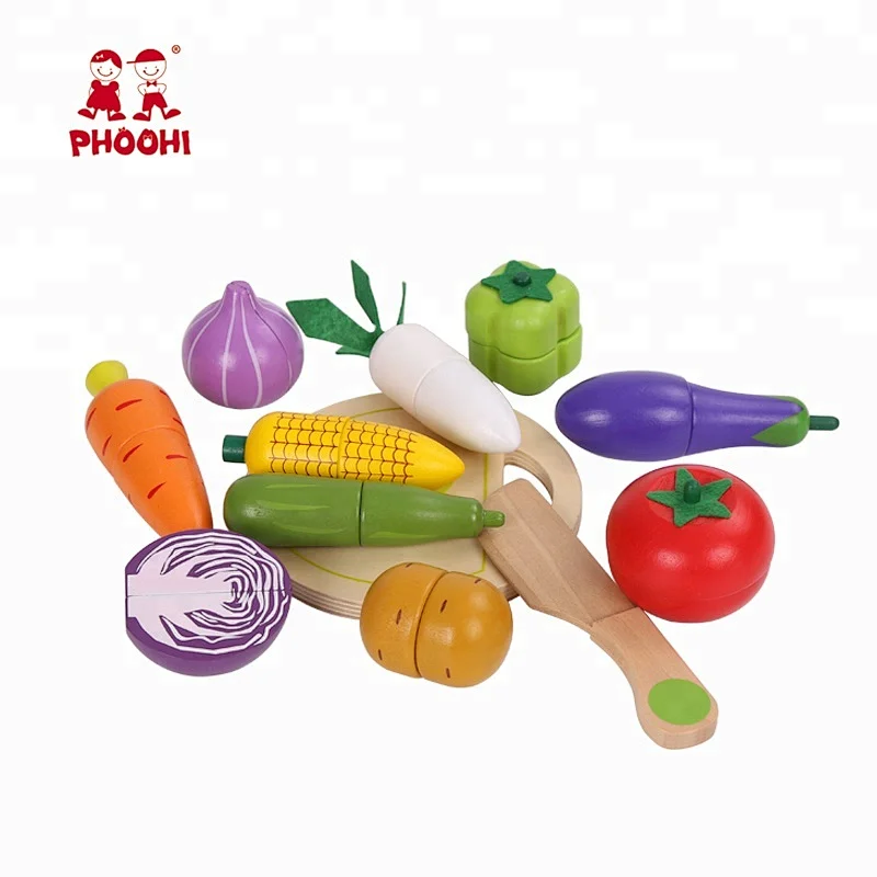 Kitchen accessories toys wooden magnetic food play cutting vegetable toys