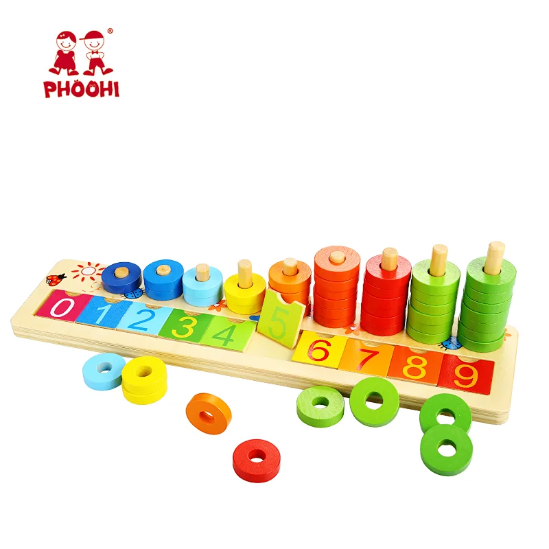 Learning 0-9 number educational children wooden counting abacus toy for kids 2+