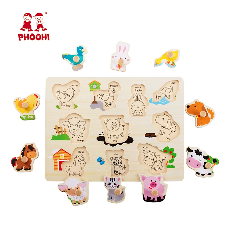 wooden farm animal peg puzzle