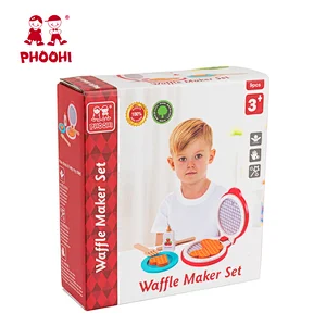 Children pretend play food simulation waffle iron wooden kitchen accessories toy for kids