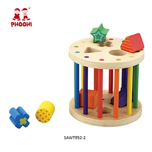 Kids educational shape sorting cube toy children wooden shape sorter for baby