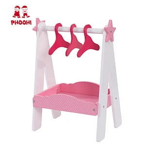 American doll furniture Role Pretend Play Game 18 Inch Wooden Baby Doll Clothes Rack With Hangers American girl furniture