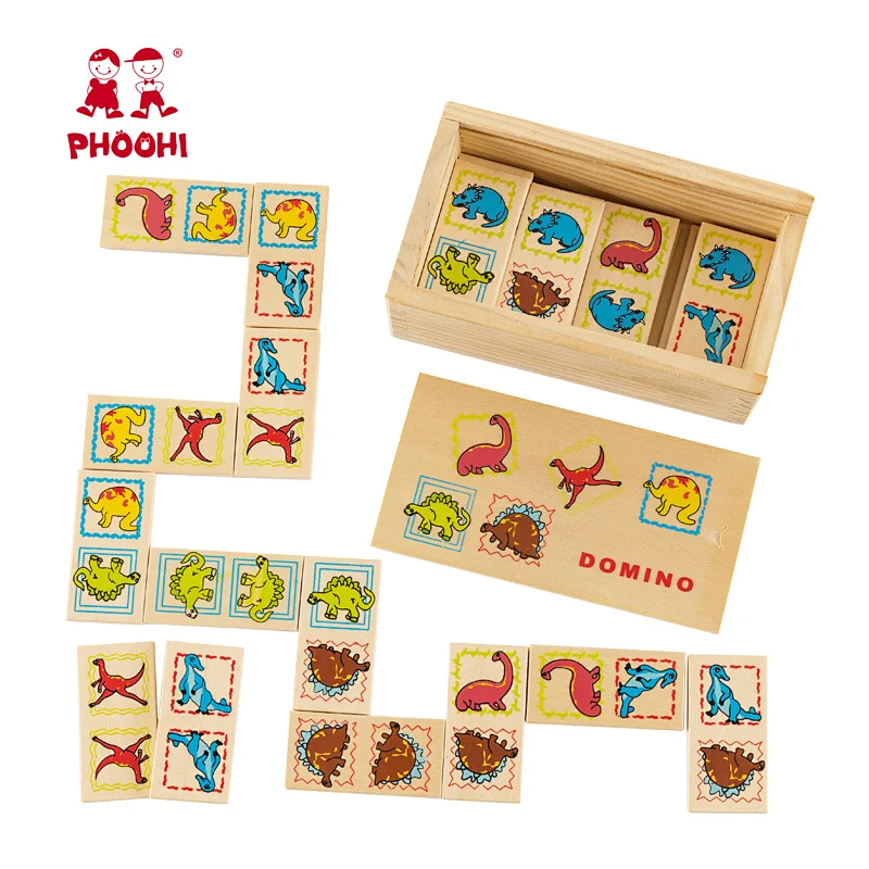 28 pcs kids educational animal domino blocks wooden domino toy for children 2+