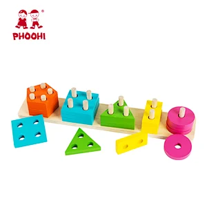 20 pcs shape color recognition geometric sorting board block toy wooden montessori puzzle