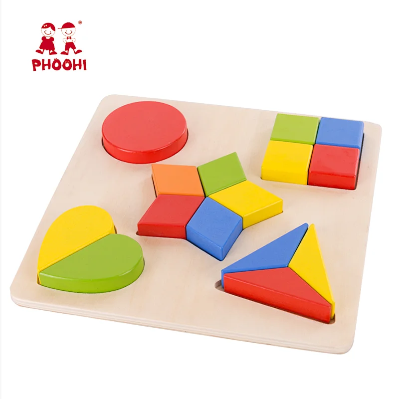 Baby geometrical shape sorting blocks board wooden montessori puzzle toy for toddler 1+