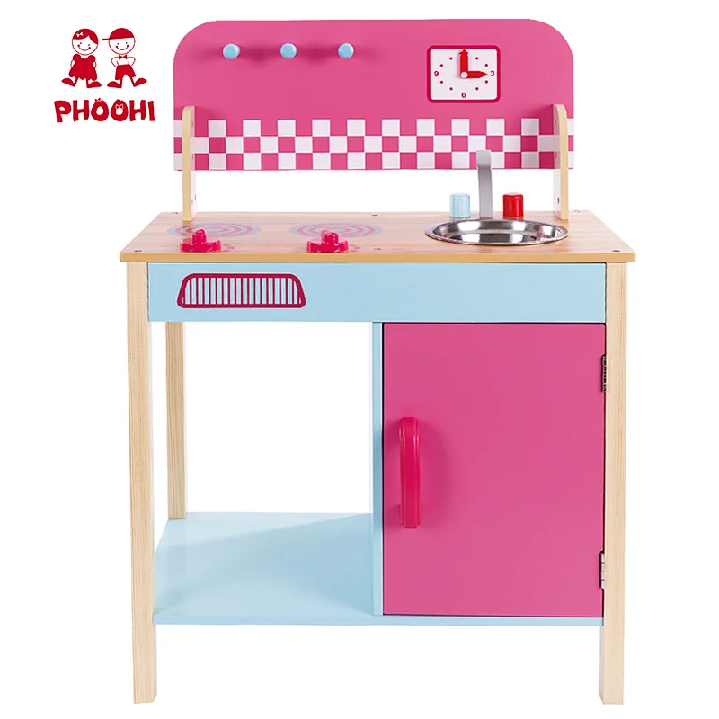 Hot selling children pretend cooking play set little girl wooden kitchen toy for kids 3+