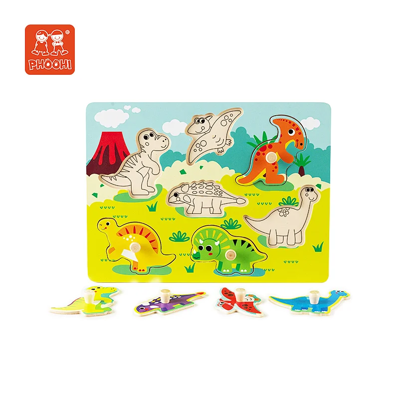 New arrival kids play educational dinosaur animal wooden puzzle toy for baby