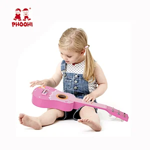 Children fairy musical instrument 21 inch wooden pink kids guitar toy for 3+
