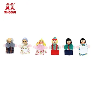 Funny family educational cloth children hand toy family finger puppet for kids 3+