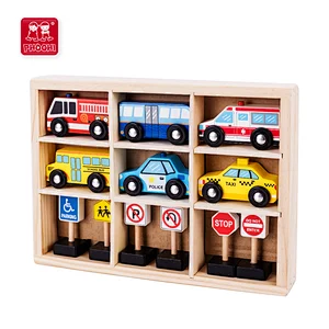 Children early educational traffic sign set 12 pcs wooden car vehicle toy for kids