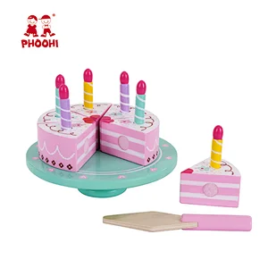 New arrival children play food dessert role play pretend wooden cake toy with knife