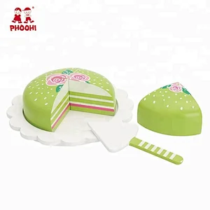 Baby pretend simulation food toy wooden play mousse birthday cake set for kids
