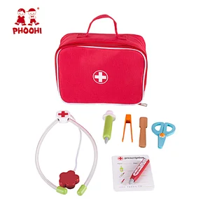 Baby pretend role play nursing kit toddler wooden doctor toy set for kids 3+