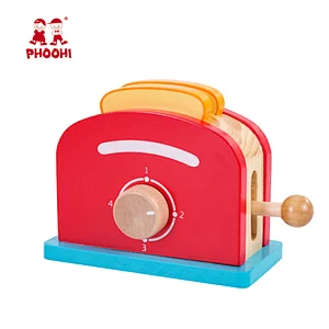 Hot selling children pretend kitchen food play set wooden bread maker toy for kids 3+