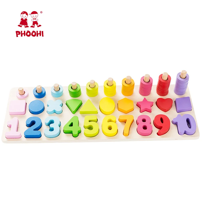 Shape matching Number Wooden board