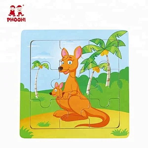 Animal wooden puzzle toy toddler kids kangaroo wooden jigsaw puzzle for children 1+