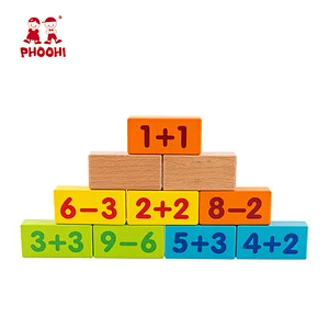 50 pcs children counting number toy wooden educational building block for kids 1+