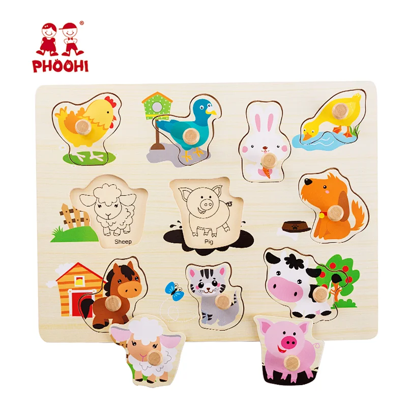 wooden farm animal peg puzzle