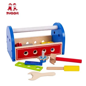 Hot selling educational children pretend play portable wooden tool set toy for kids