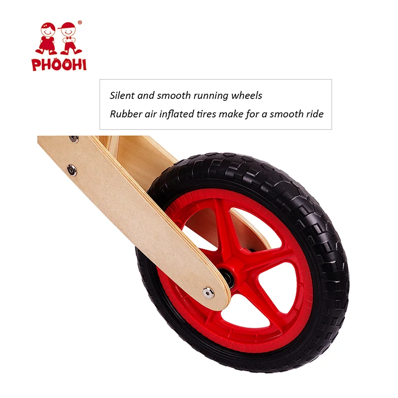 Natural simple baby no pedal bicycle children wooden classic balance bike for kids