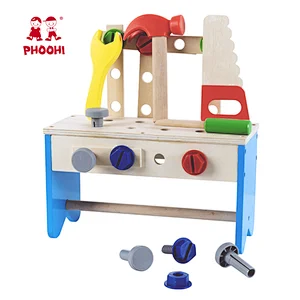 2 In 1 Pretend Workbench Role Play Kids Garden Simulation Wooden Tool Set Toy For Toddler