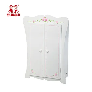 American doll furniture White pretend play 18 inch white wooden doll wardrobe with 3 hangers American girl furniture