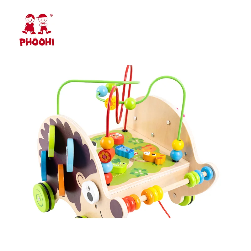 New Design Multifunction Hedgehog Children Learning Educational Play Kids Wooden Activity Pull Toy