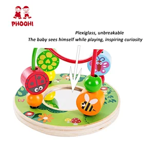 Garden mirror baby educational play toy kids wooden bead maze for toddlers 1+