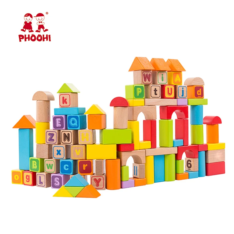 88 pcs children number educational toy abc wooden alphabet block for kids 1+