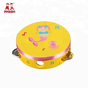 Baby percussion musical instrument kids toy wooden children tambourine for 3+