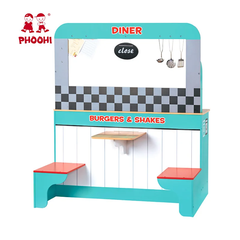 New Arrival 2 In 1 Cooking Diner Children Big Wooden Kitchen Set Play Toy For Kids 3+