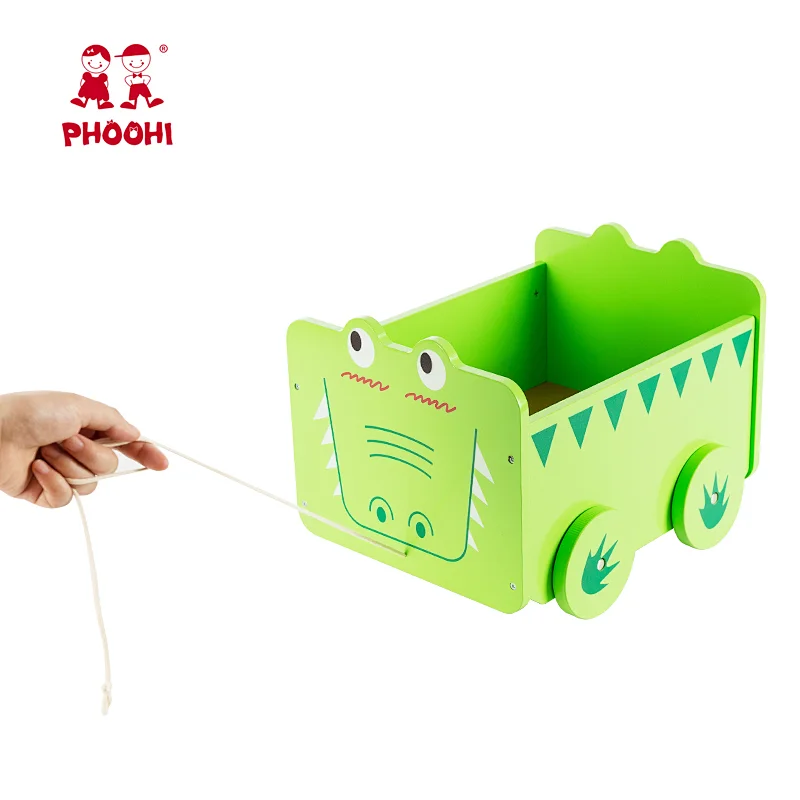 New arrival children animal play pull string cart baby wooden pull along toy for kids