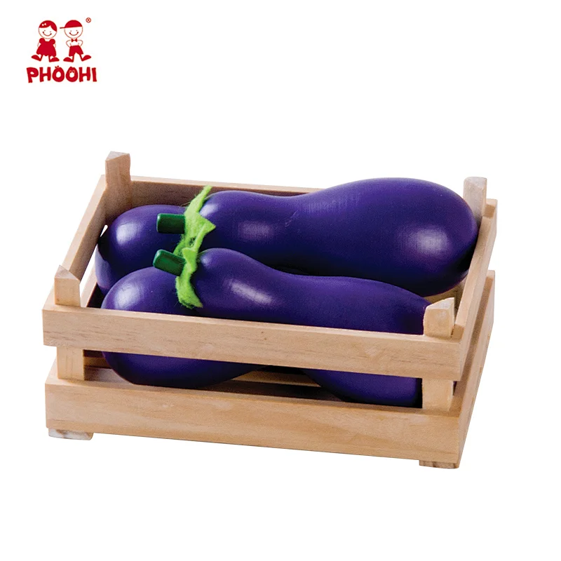 Children cognitive development kids wooden pretend play eggplant vegetable toy
