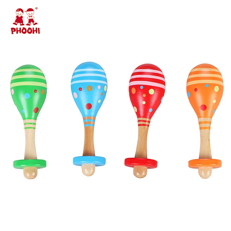 Children learning musical instrument toy wooden baby maracas for kids 18M+