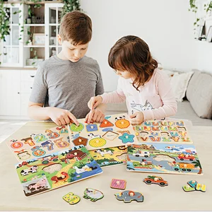 2021 new design kids educational wooden peg puzzle for children 12M+