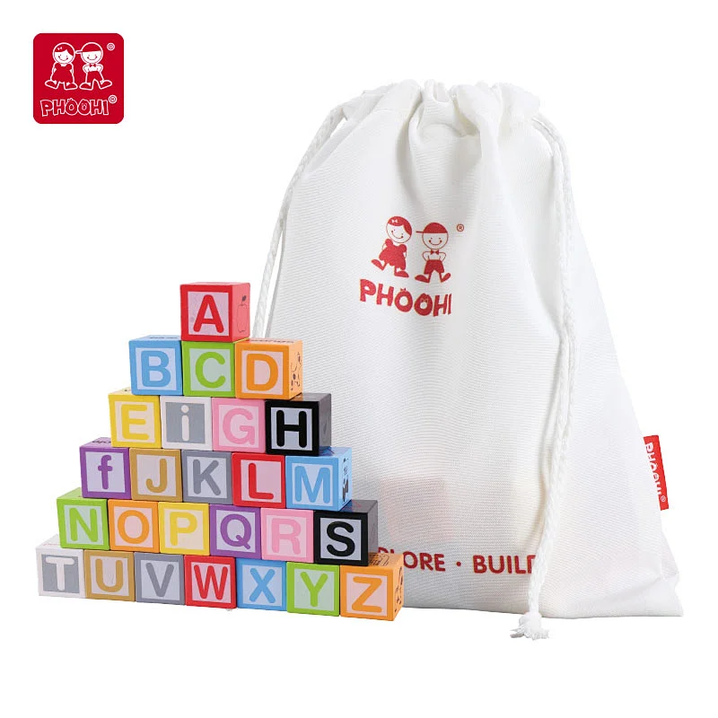 26 pcs Toddler early learning educational toy kids abc wooden alphabet blocks for children with different pictures