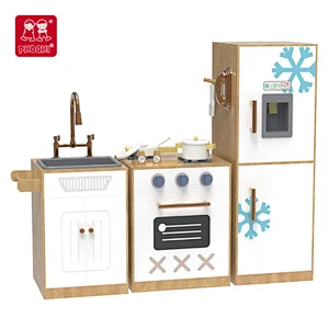 2021 New Arrival Baby Pretend Play Cooking Game Wooden Kids Kitchen Set Toy For Child Morden Kitchen
