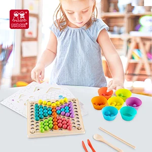 2021 New Children wooden bead game toy for kids educational Clip Beads Game preschool toy