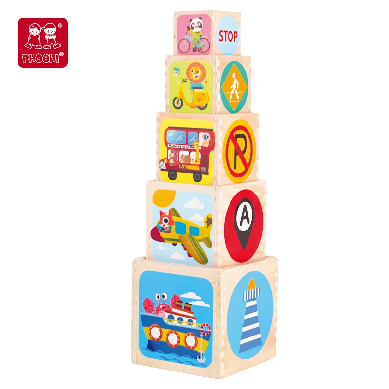 Wooden Vehicle Stacking Cubes
