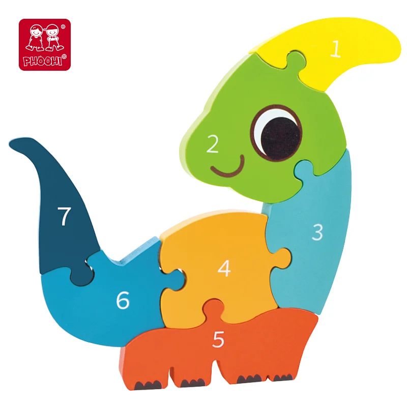 3D cartoon parasaurolophus number puzzle