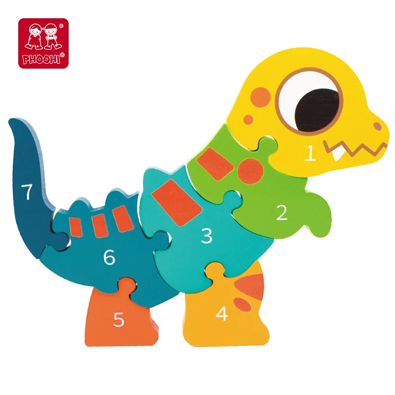 3D cartoon tyrannosaurus number puzzle