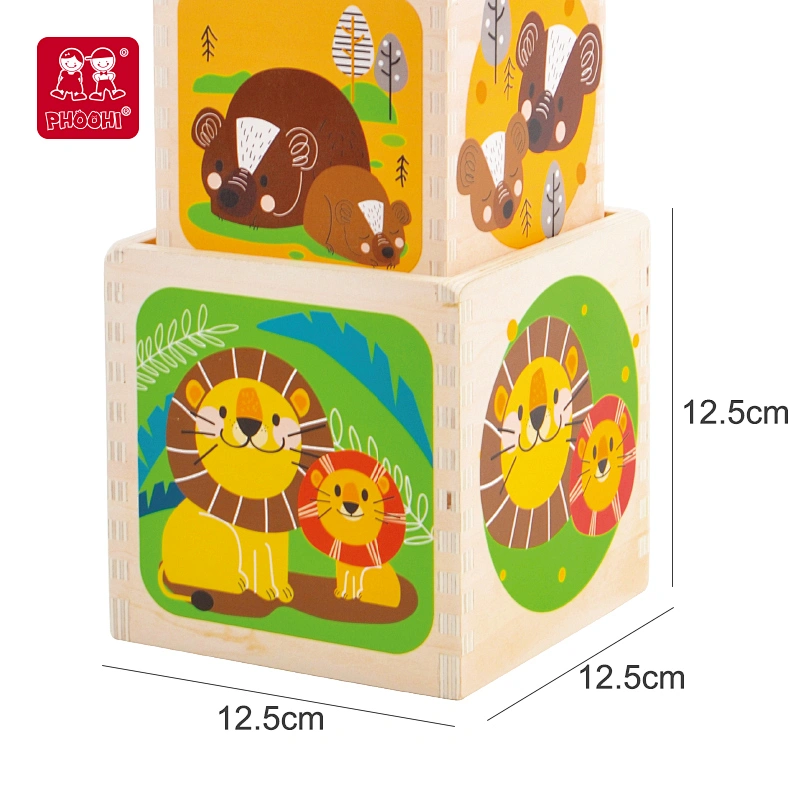 Wooden Animal Stacking Cubes