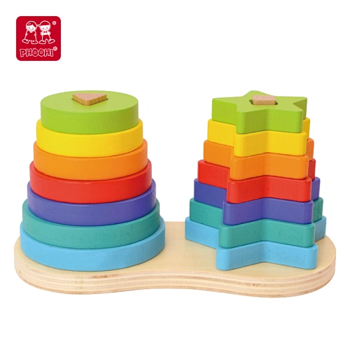 wooden geometric stacker