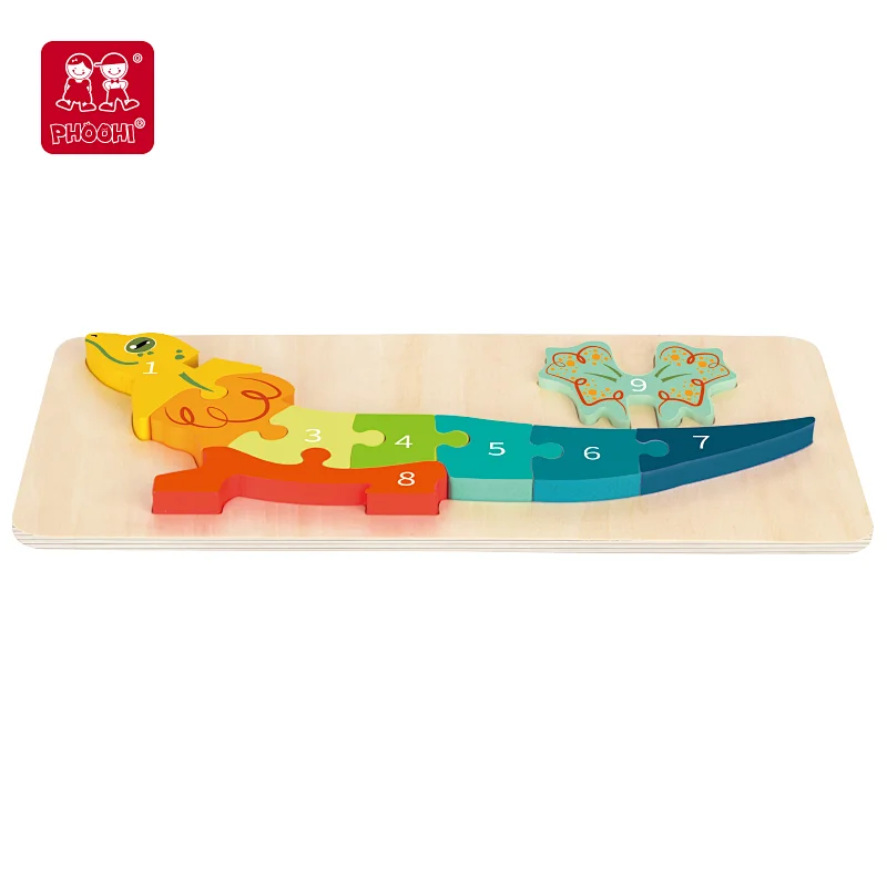 3D cartoon frilled lizard number puzzle