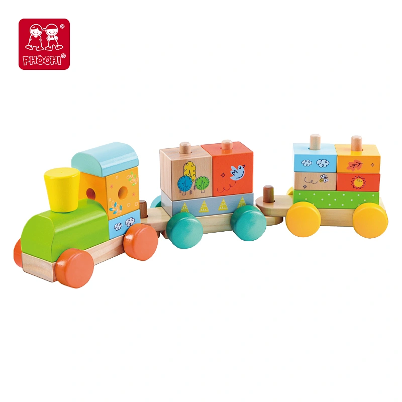 wooden block set train