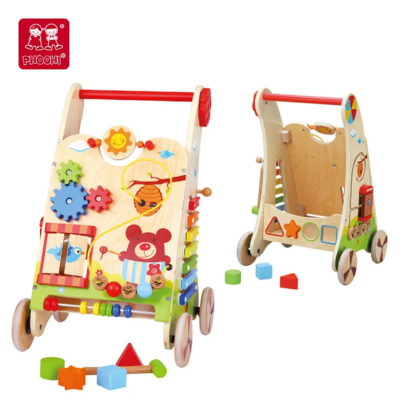 wooden activity baby walker