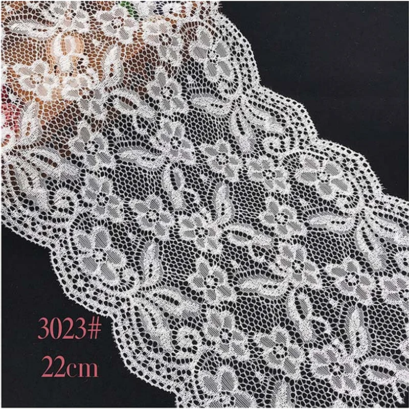Fashion hot sale different styles 15.5*200cm 21*200cm black&white french eyelash floral lemo lace